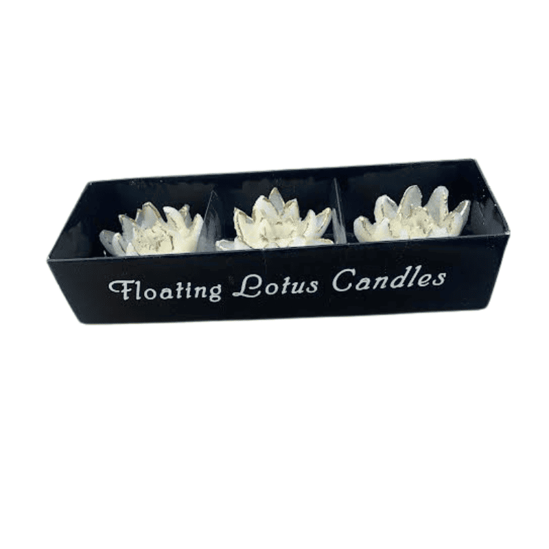 Lotus Floater Set of 3 candles Ivory with Gold Edge 2 Lotus Floater